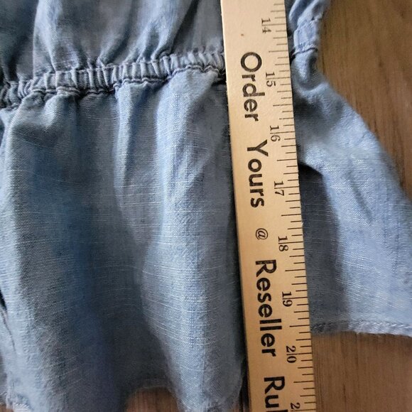 Madewell Womens Blue Short Sleeve Button-Down Peplum Top S Cotton Blend Denim Ru - Picture 11 of 15